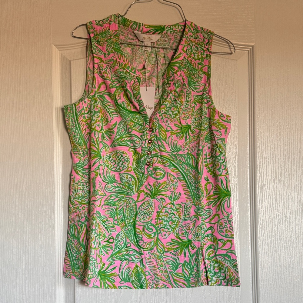Lilly Pulitzer Pink and Green Tropical Blouse